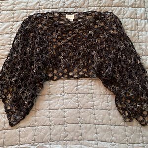 Silk multi-tonal gray crochet shrug